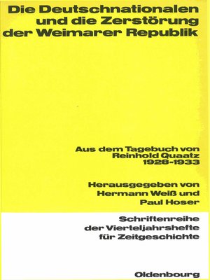 cover image of Die Deutschnationalen und die Zerstörung der Weimarer Republik